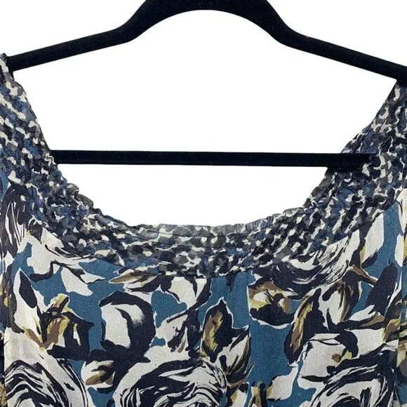 LIU-JO Dark Floral Off the Shoulder Silk Tunic - Picture 4 of 9